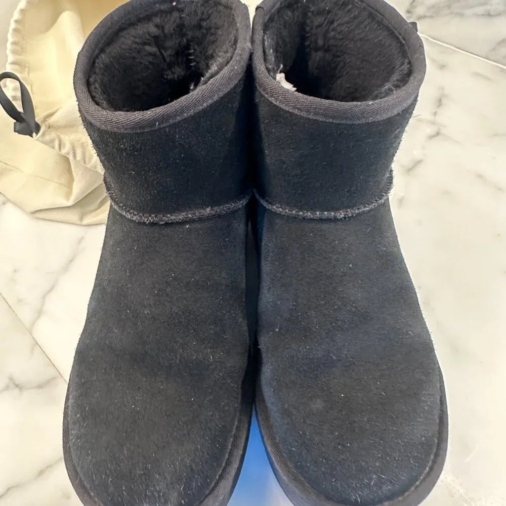 UGG Womens Classic Mini Platform Boots Black Size 10 - Picture 10 of 11